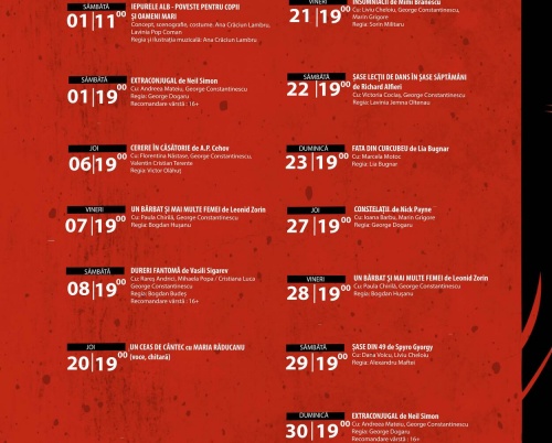 Programul lunii APRILIE 2023 Teatrul de Artă București